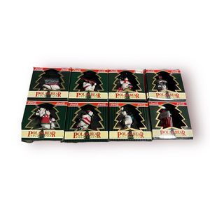 Coca-Cola Polar Bear Collection Christmas‎ Ornament Set Of 8 1995 NIB with Plush